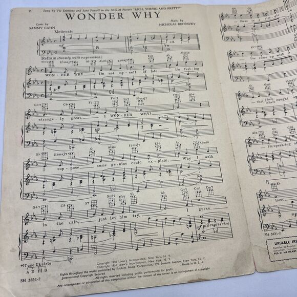 Wonder Why‎ I Can See You Rich Young Pretty  Music Sammy Cahn Nicholas Brodszky - Picture 5 of 11
